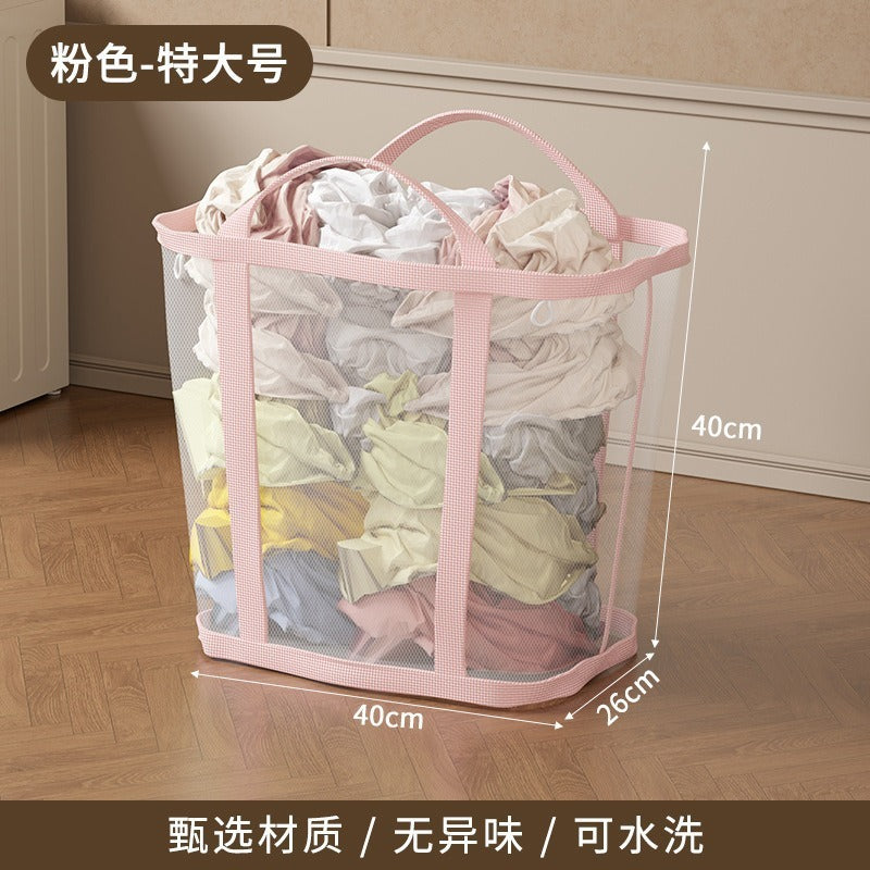 Portable household mesh nylon dirty clothes, bathroom debris sorting, large-capacity storage, hanging portable dirty clothes basket