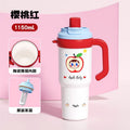 Ceramic liner ice tumbler, 316 stainless steel large capacity insulated mug, stylish women's car cup with dual-use straw