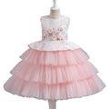 Cake skirt dinner princess skirt mesh flower girl dress girl dress skirt puffy host dress sleeveless short