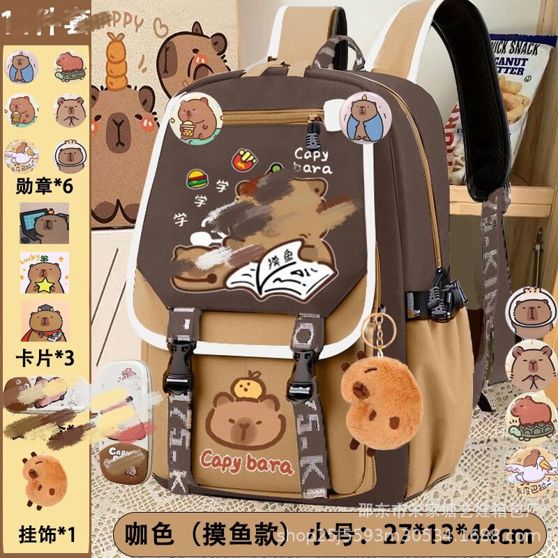Primary school students' new Kapibara schoolbag boys and girls lightweight cartoon capybara large-capacity spine protection children's backpack