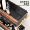 Walnut bathroom storage rack - no drilling required, wall-mounted organizer for vanity, sink, toilet, and bathroom accessories