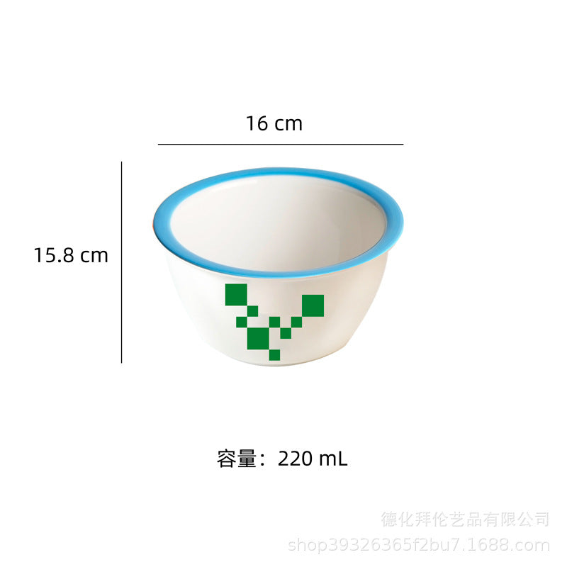 Ins scandinaviancasual style grids geometric fragments creative design color block paint bowl stylish color ceramic bowl