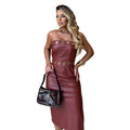 C7475 cross-border   fashion women's sexy bandeau bodycon sleeveless slit dress
