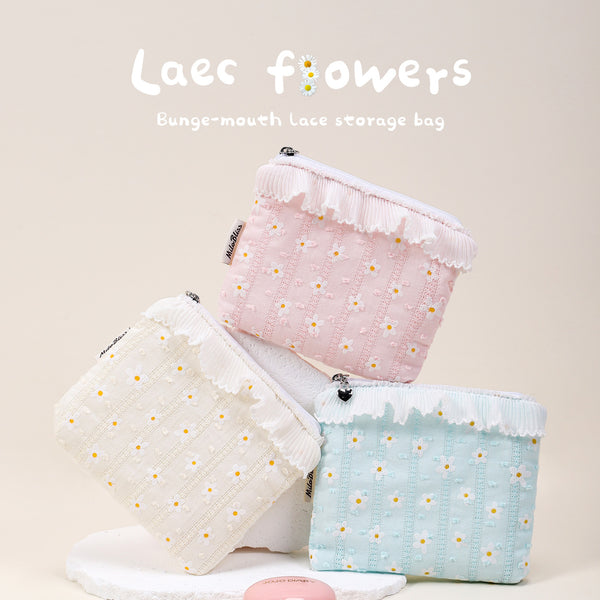 ins literary small fresh cosmetic bag small daisy flower sweet sister girl portable cosmetics sample storage bag