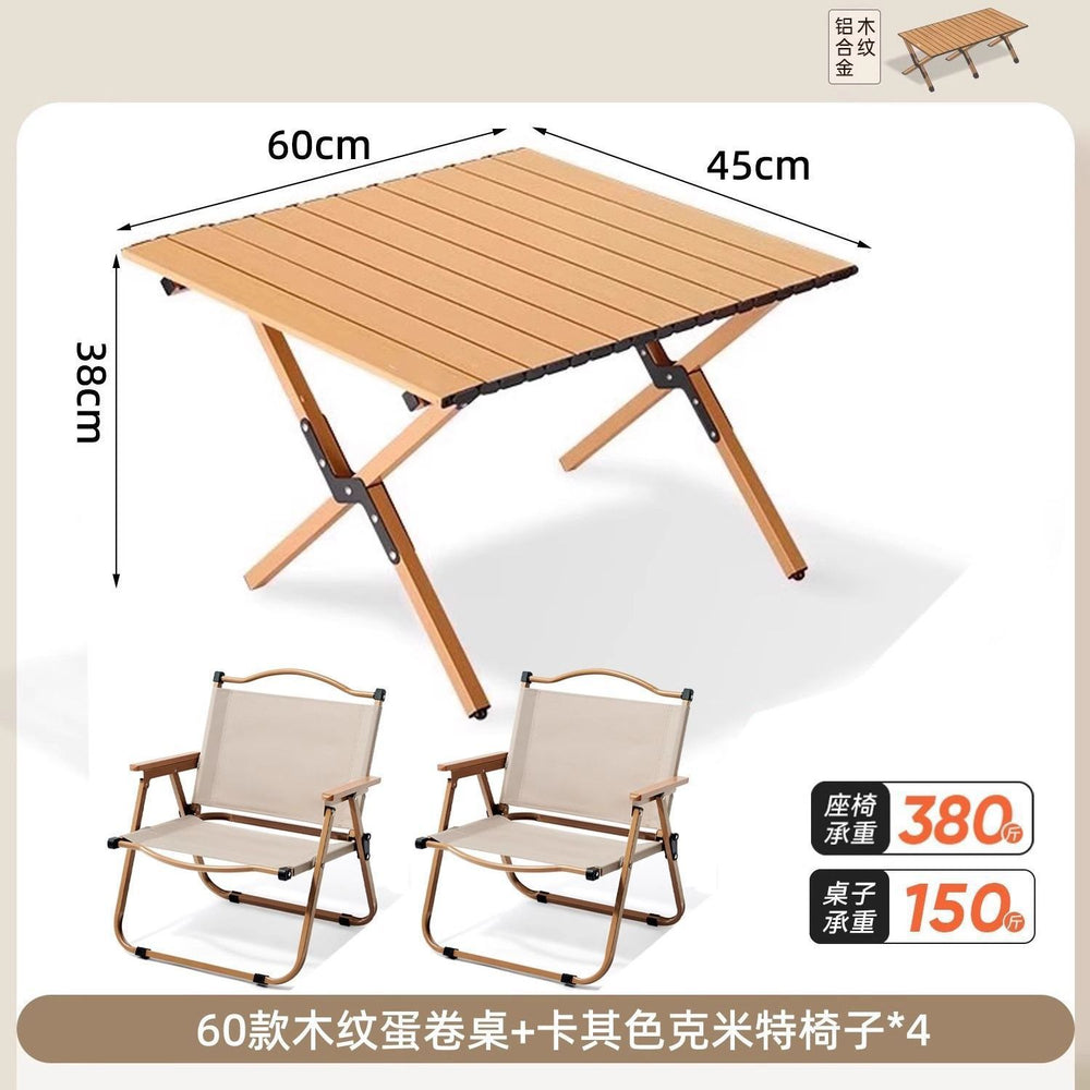 Outdoor folding table egg roll table and chair set portable table beach camping table and chair picnic dining table folding chair no