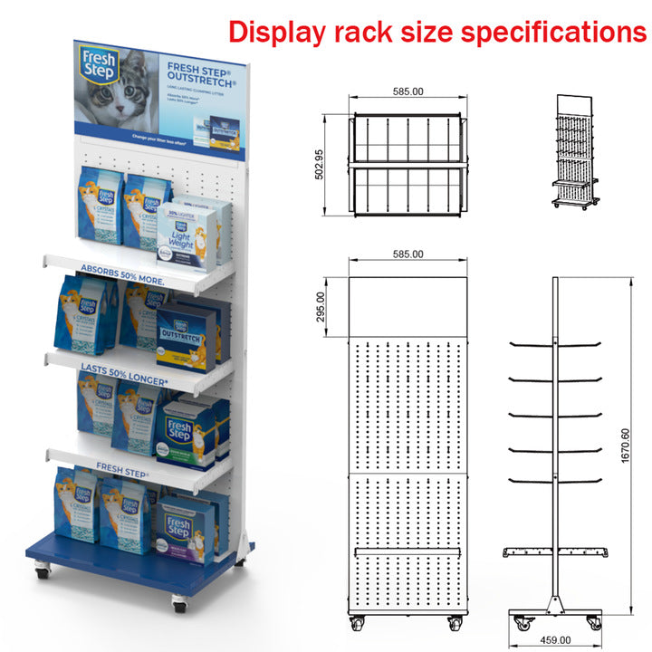 Pet food metal orifice display stands Light supermarket display stands for retail and pet stores