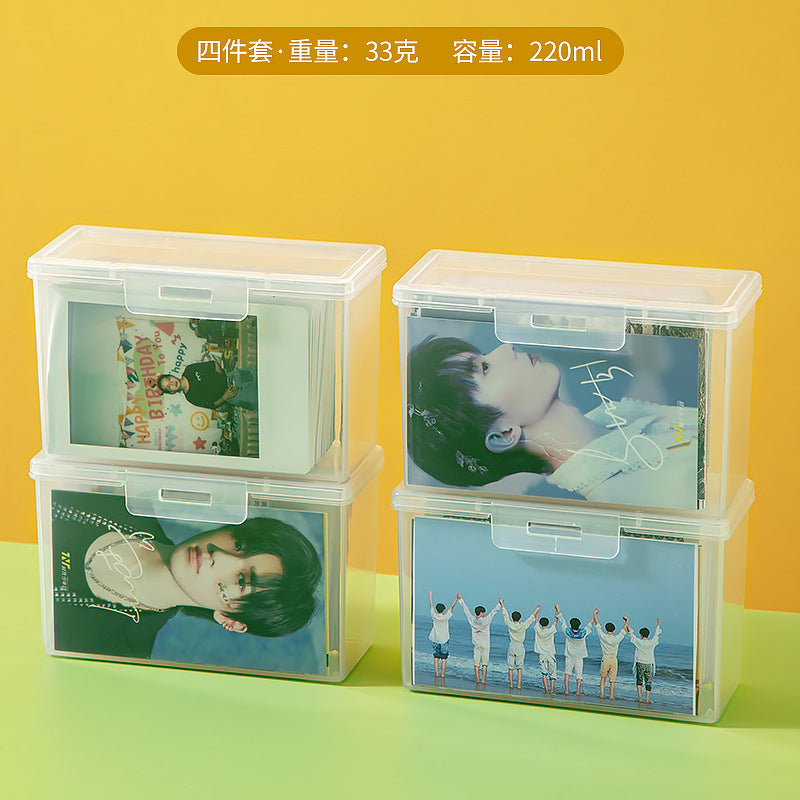 Game Card Storage Box with Lid Card Storage Box with Separator Sticker Badge Postcard Small Card Storage Box