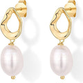 European and american new fashion teardrop earrings, minimalist o-ring pearl hoop earrings, sweet earrings, japanese and korean wholesale, letter design