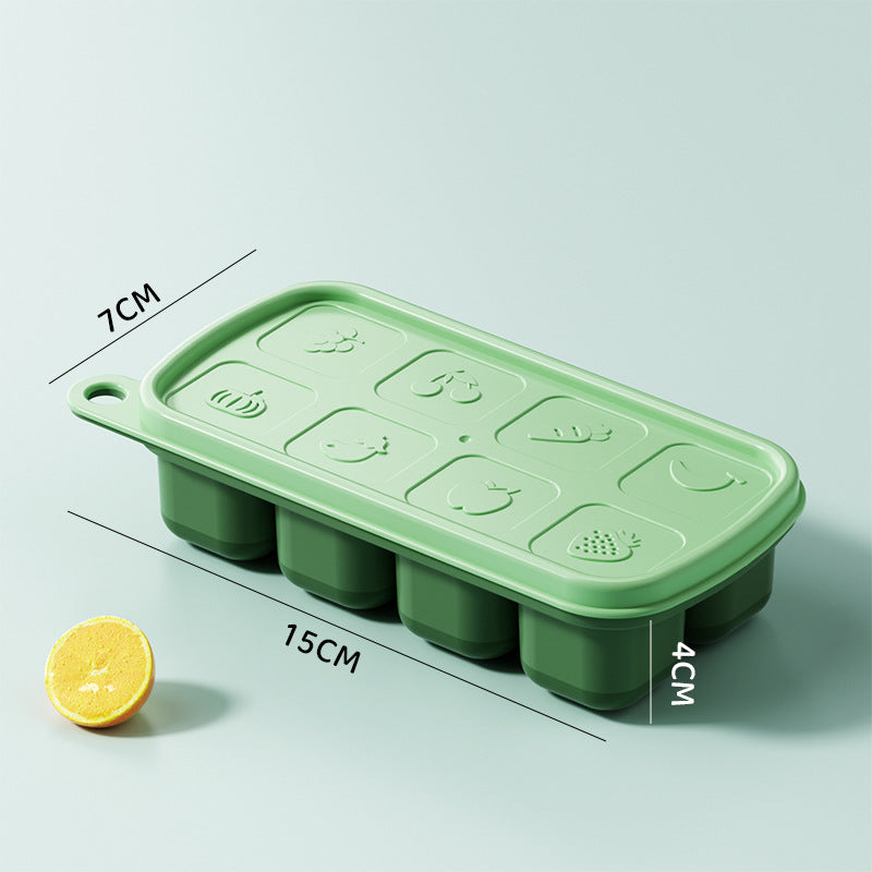 Baby food supplement frozen ice grid mold baby household meat puree soup supplement food box food grade silicone storage ice box