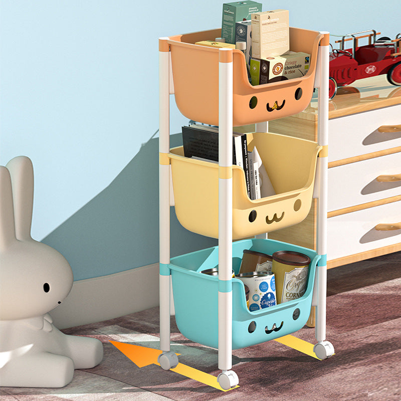 Mobile toy cart storage rack - multi-tier household organizer for books and sundries