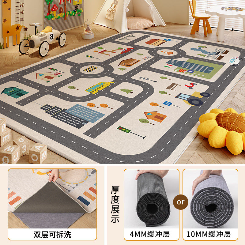 Removable and washable carpet kids room machine washable reading area double layer washable floor mat winter climbing mat bedroom bedside blanket