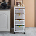 Drawer-style kitchen storage rack with vegetable basket, multi-functional floor-standing slim storage cabinet for home use, multi-layer snack organizer