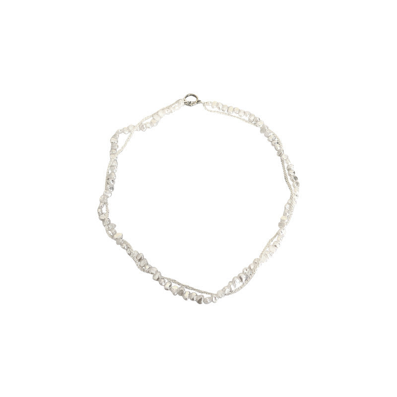 Universal buckle broken silver pearl necklace for women easiest for matchclassy double-layer clavicle chain beaded jewelry