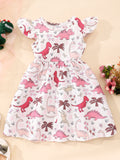 Kids' digital print flutter sleeve a-line dress - clearance sale