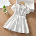 Girls' summer dress  new style chic cardigan slip dress baby solid color princess dress kids short sleeve skirt
