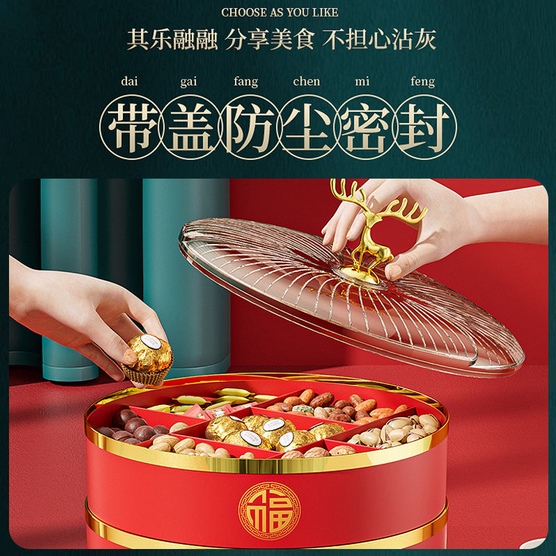 High-style dried fruit platter, perfect for housewarmings, weddings, chinese new year, and everyday use. ideal for home living rooms, this dried fruit storage box also works great as a snack and candy container