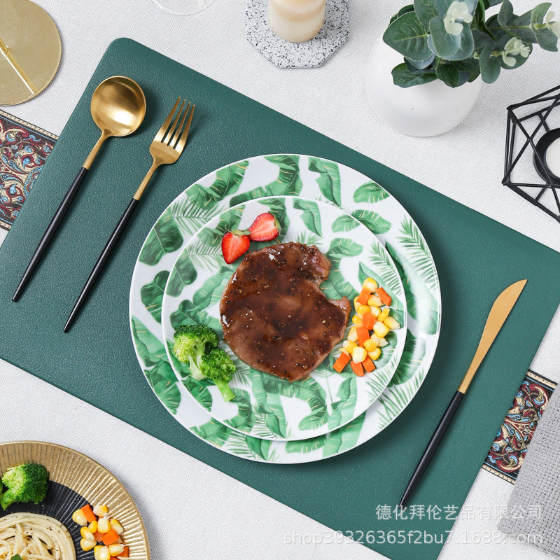 Luxury dinnerware setting set - customizable for model homes, restaurants, clubs, and european-style hotels - ceramic plates, knives, forks, and spoons