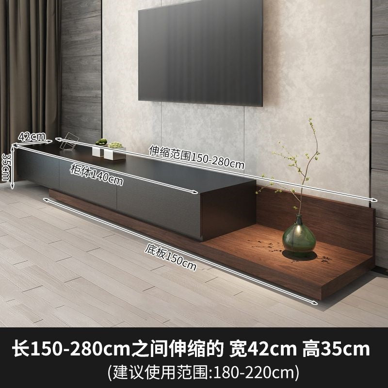 Minimalist extendable tv stand - space-saving, floor-standing coffee table for small apartments - modern, light luxury floating floor cabinet for living room