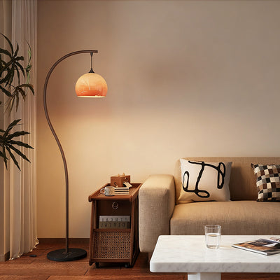 Vintage brown floor lamp s-shaped light luxury high-end ambiance fishing light living room sofa side bedroom bedside lamp
