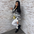 European and american cross-border women's clothing:  &  winter new arrivals - casual, loose-fit, letter print cardigan knit sweater tops