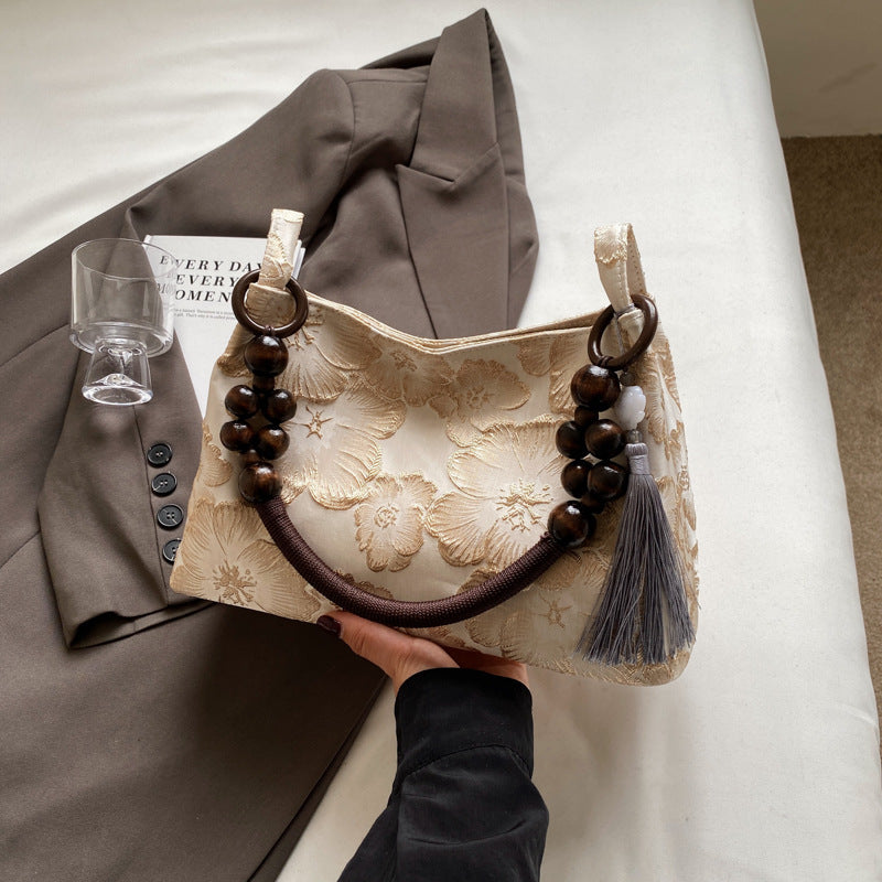 New Chinese large-capacity bag women's 2024 new versatile national style shoulder bag fashion niche underarm small square bag