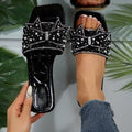 Plus size women's summer sandals & slippers -  new collection: bowknot rhinestone flat slide sandals - ready to ship