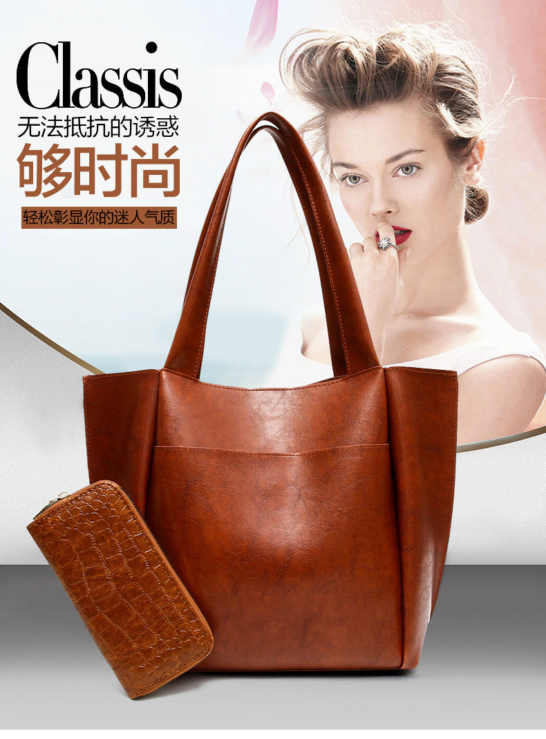 Cross-border  mother and child bag 2025 new retro armpit bag large-capacity commuter shoulder bag fashionable tote bag
