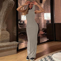 autumn new arrivals:  european and american style women's fashion solid color hooded back slit sleeveless dress