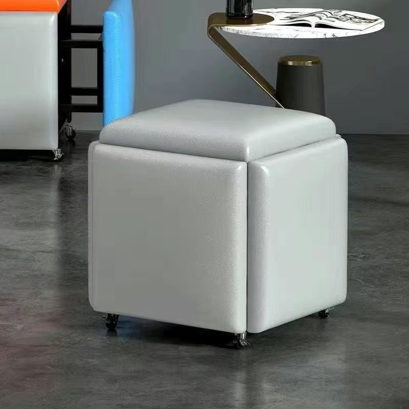 Minimalist modern metal 5-in-1 cube stool: multifunctional storage shoe bench for home and kids