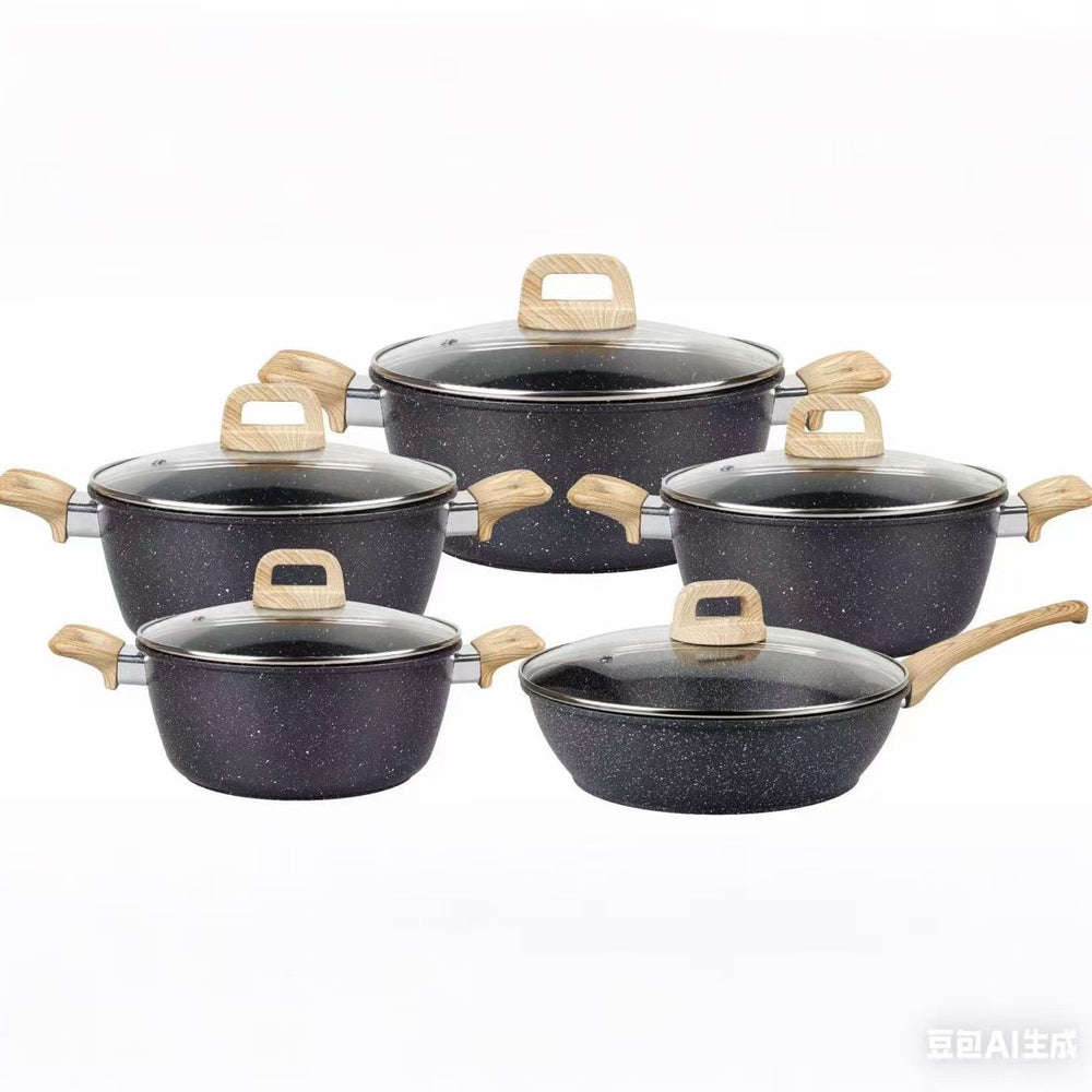 Exportexportfor home non-stick stone soup pot 10-piece set 10 pcs advanced non stick pot