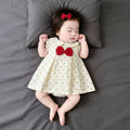 Newborn baby summer romper - lightweight newborn bodysuit - sweet & cute polka dot bowknot onesie for baby girls