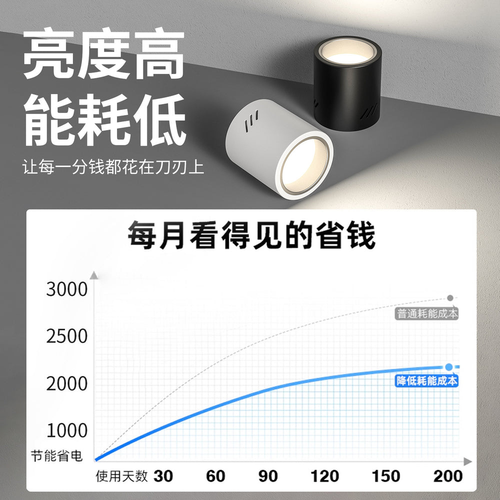 Led surface mounted downlight, anti-glare, round, external, punch-free, no-drill installation, ceiling-mounted, all-aluminum