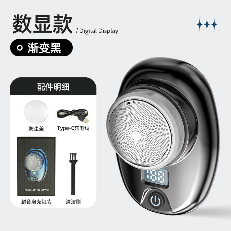 Custom mini electric shaver - portable home & travel razor for men - washable digital display beard trimmer