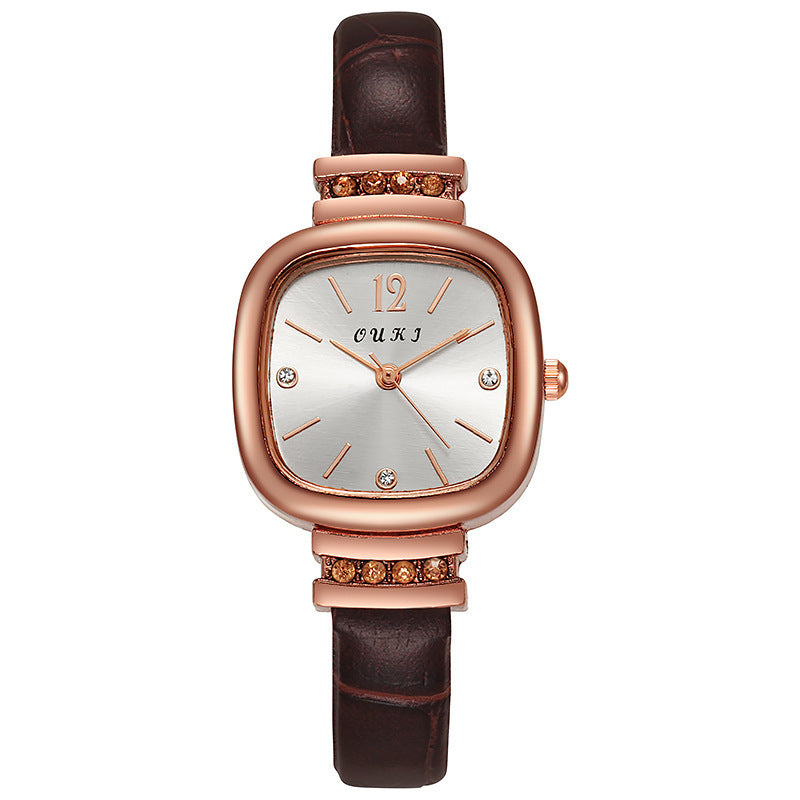 2022 douyin live gift list student small square watch women's square watch small sugar cube quartz large dial