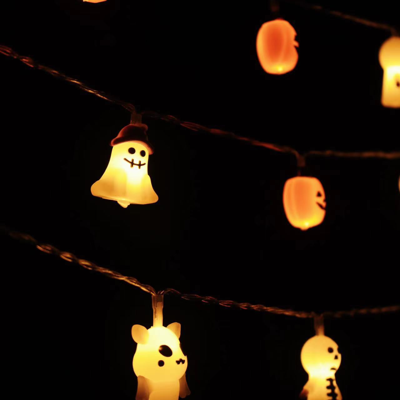 Cross-border led Halloween light string pumpkin flash lights ghost festival lights hanging lights horror decoration skull string lights battery