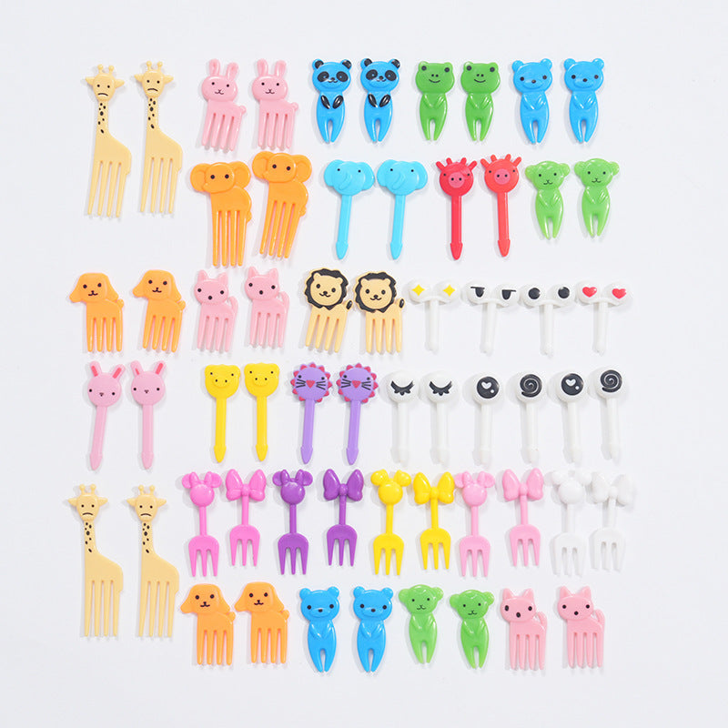 Japanese cartoon fruit picks creative children's food forks cake forks cute animal dessert forks plastic fruit forks