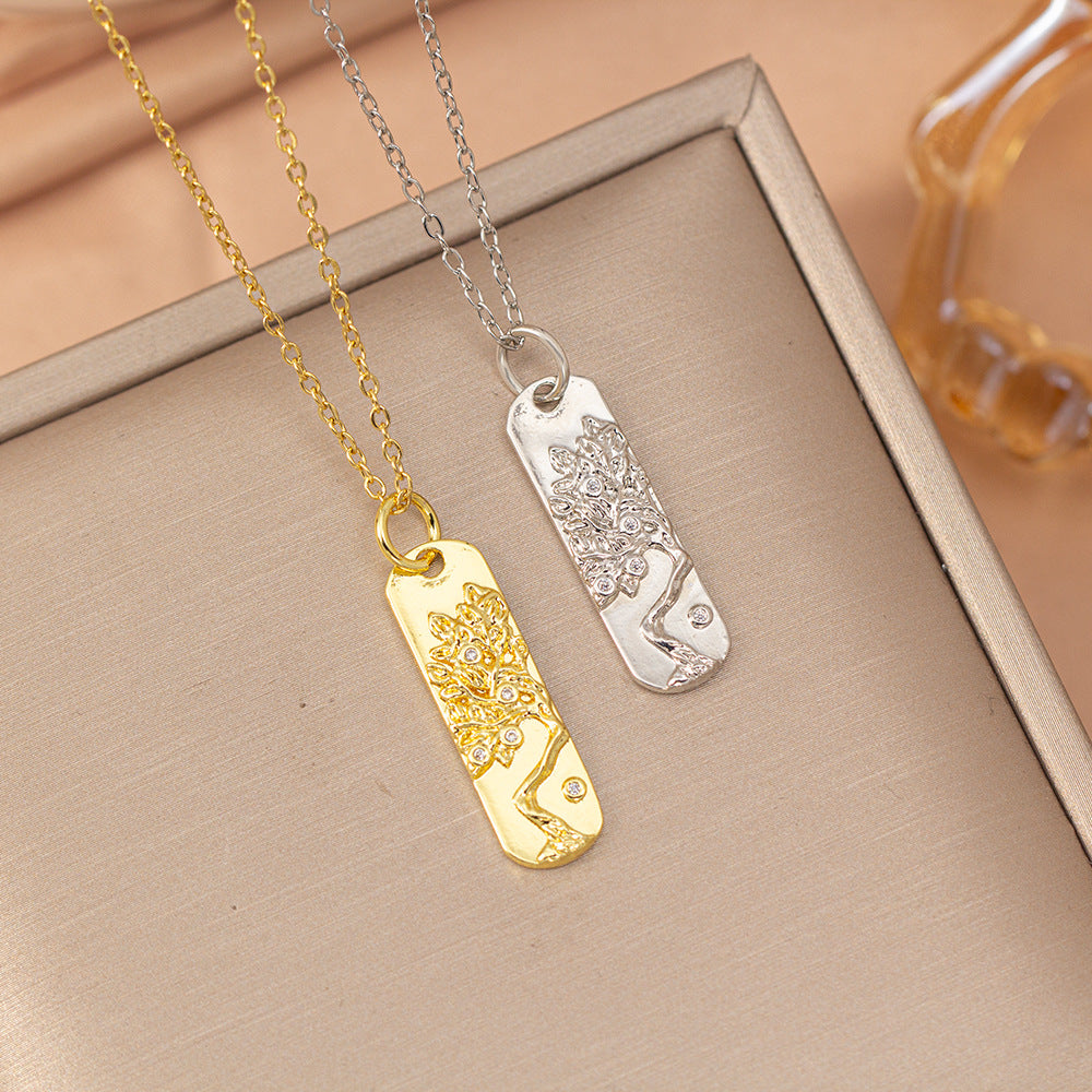 [titanium steel] fashion popular exquisite and versatile lucky tree necklace for women, niche high-end fashion clavicle chain jewelry