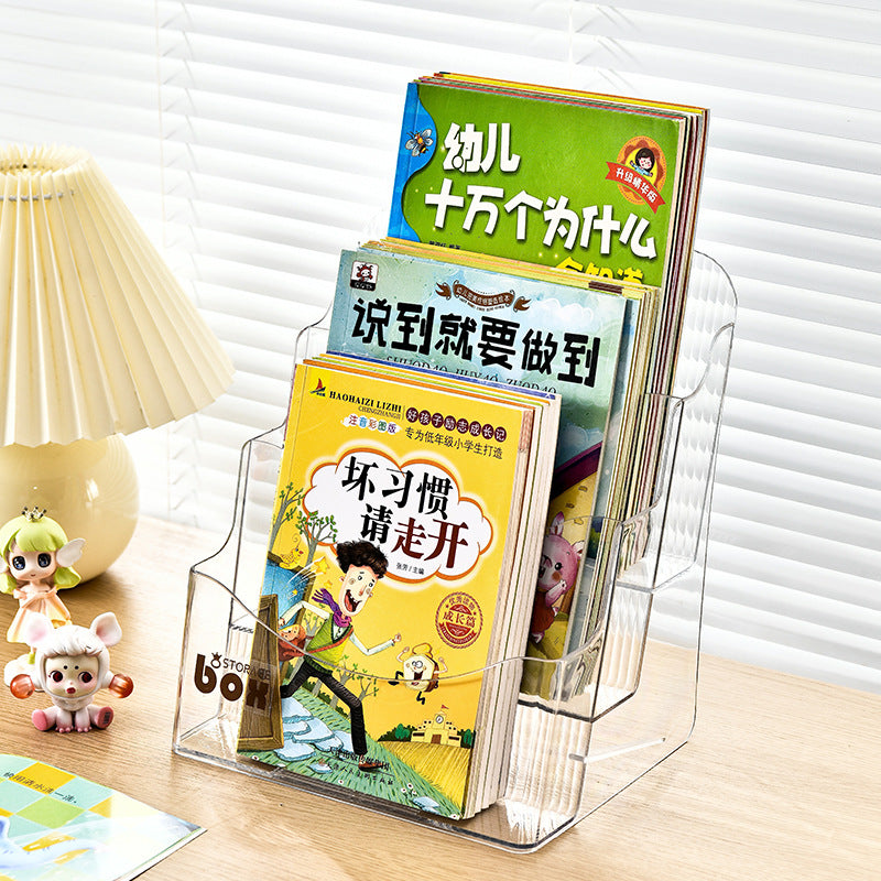 Desktop bookshelf storage box transparent student book desk office file baffle acrylic shelf