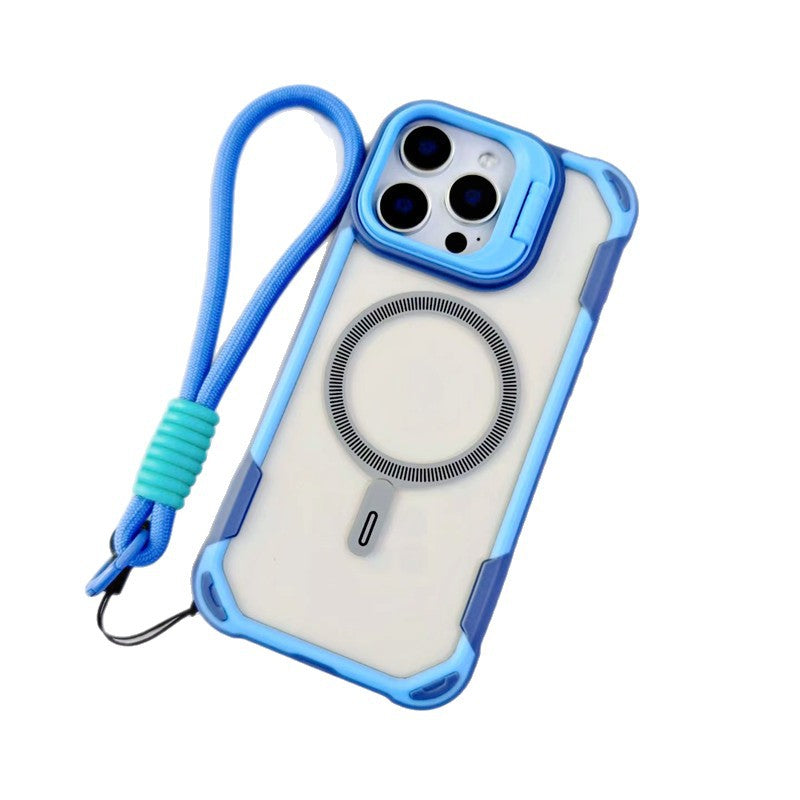 Jia gu shield multifunctional magnetic stand compatible iphone 16 drop-proof phone case with lanyard for apple 15 & 14 (cross-border)