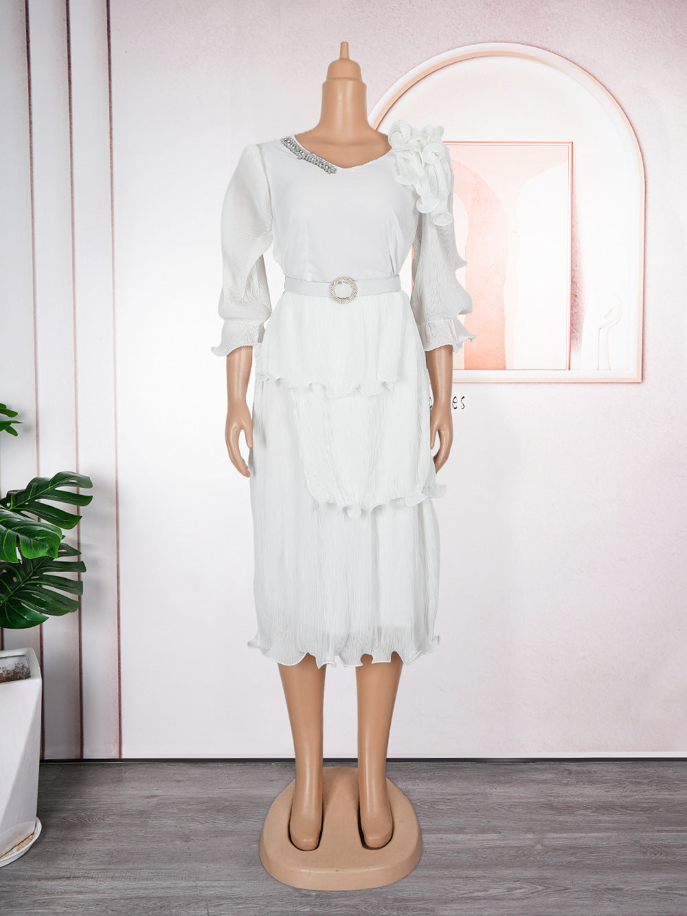 Amazon fashionelegancenew arrival cross-border exportsweetelegant socialite medium long pleated dress