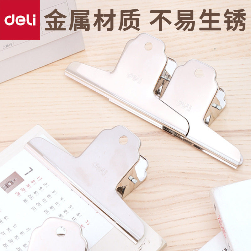 Deli Yamagata Iron Ticket Clip 9531 Metal Newspaper Information Organizing Clip, Silver Ticket Clip 4 pcs/bag 145mm