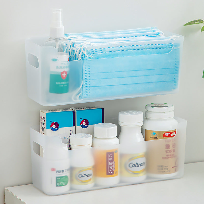 Desktop entrance mask drug storage box plastic transparent multi-functional medicine box portable classification wall-mounted storage box