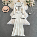 winternew arrivalpolo collar small fragrant style knittingdress women's long sleevesfashionelegant waist sweater skirt