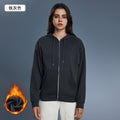 Fall and winternew arrivalfleece-lined hooded sweatshirt women's windproof heattechlooseslimming lookcasual zipper cardiganoutweard25155