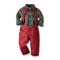 New arrivals: autumn collection - boys' cotton long-sleeve shirt & overalls set - perfect for first birthday & christmas gifts (cross-border e-commerce)