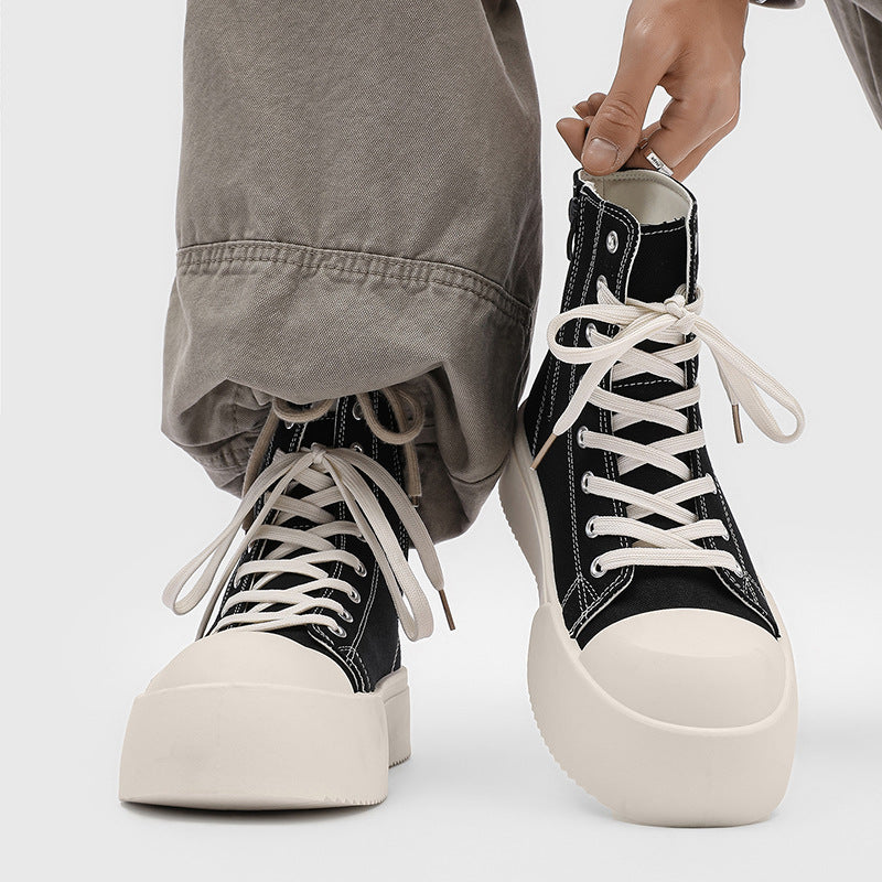 Canvas shoes for men spring 2026new arrivaltrendyeasiest for matchthick solemickey men's shoes sports casual big toe high-top sneakers