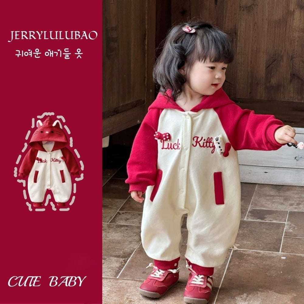 Autumnew arrival baby stylecute baby clothes autumautumn clothes one-piece hooded outing clothes super cute crawling clothes