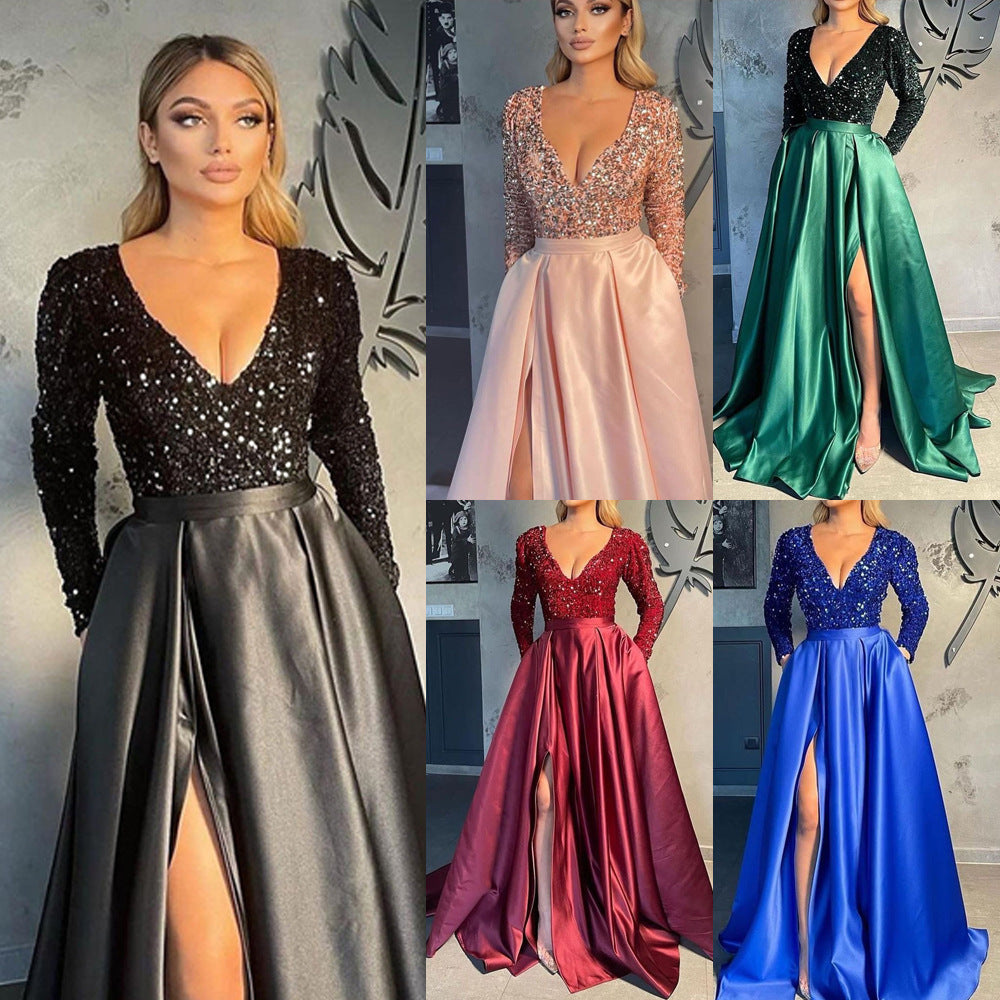 spring/summer new arrivals: european & american style sequin maxi dress - sexy, flowy, and perfect for independent e-commerce stores, banquets, and evening events