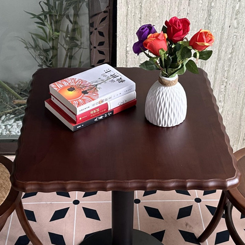 American retro solid wood square table and chair set - ideal for cafes, bubble tea shops, dessert parlors, western restaurants, and cocktail bars - commercial grade table