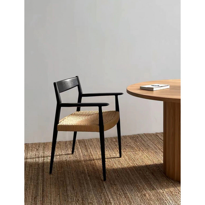 Bed and breakfast high-end hotel rest back chair, medieval solid wood tea chair, cafe restaurant creative rattan chair